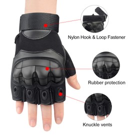 YOTAWA Motorcycle Gloves for Men Hard Knuckle Protective Tactical Leather Glove, for Cycling Climbing Combat Hunting Workout Sports
