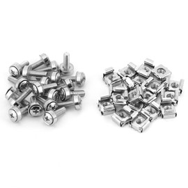 Rack Screw Nut, 20Pcs Set Captive Nut Network Cabinet Rack Screws Cage Nuts Assortment Kit Mounting Screws Hardware (M5*20),Nut, Captive Nuts (M5*20(20PCS))