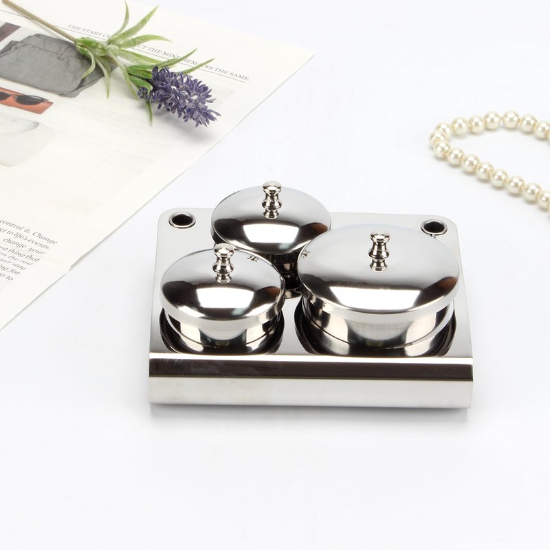 KCGANI 3 Pcs Stainless Steel Nail Art Equipment Cup Bowls,