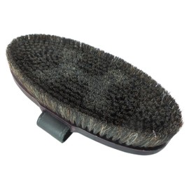 Military Horse Grooming Brush with Horse Hair Long Bristle in Brown at the Edge