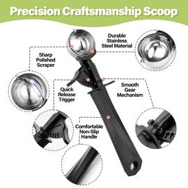 Stainless Steel Ice Cream Scoop, 1.3 tbsp, Ice Ball Scoop, 20 ml with Trigger and Comfortable Handle for Ice Cream Ball, Baking, Melon Ball, Ice Cream Scoop, Size 42 mm