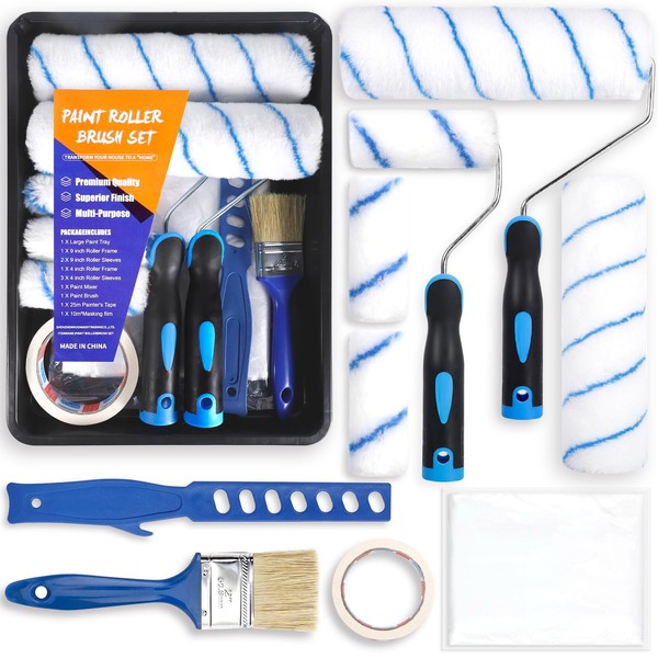 POWZOO Set of 12 Paint Roller Set, Painting Accessories, with