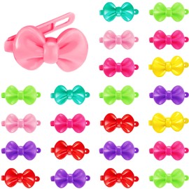 WILLBOND 100 Pieces Girls Hair Barrettes Self Hinge Plastic Clip Toddler Kids Baby 80s 90s Clip Colorful Cute Cartoon Hair Pin Accessories(Bow)