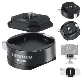 FOMOZER JF-Q2S Arca Type Camera Qucik Release Plate Kit, with Arca Swiss Peak Design Capture V3 Camera Clip，1/4" 3/8" Thread for Tripod Slider, Weighs 120g, Max Load 5kg