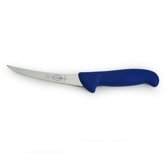 F. Dick Boning Knife, 6-in Curved/Stiff Blade, Blue - ErgoGrip Series