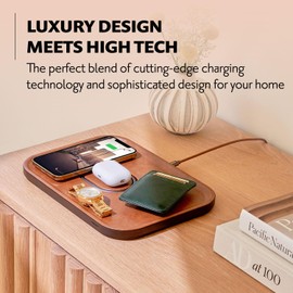 COURANT MAG:3 Classics Charger and Tray - Italian Leather, Multi-Device Charger Compatible with MagSafe iPhones 16/15/14/13/12 or Wireless AirPod Cases (Black)