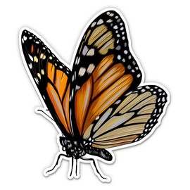 Realistic Monarch Butterfly - 8" Vinyl Sticker - for Car Laptop I-Pad - Waterproof Decal