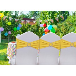 Gankar Yellow Sapndex Chair Sashes 50 Pack, Yellow Chair Bows Sashes for Wedding Birthday Party Folding Chairs Decor