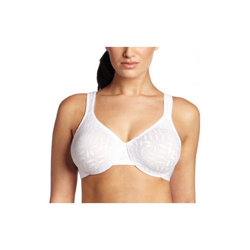 Olga womens Sheer Leaves Underwire Minimizer bras, White, 38D US