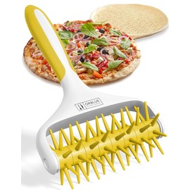 Orblue Pizza Dough Docker, Pastry Roller with Spikes, Pizza Docking Tool for Home & Commercial Kitchen - Pizza Making Accessories that Prevent Dough from Blistering, Yellow