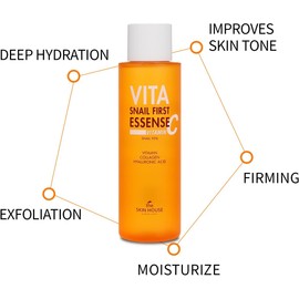 Tónico Vita Snail First Essence de 150 ml l Vitamina, 95% de mucina de caracol, 2% de niacinamida, Galactomyces l Reafirmante, hidratante l Cuidado de la piel coreano, Piel de cristal, 150 ml