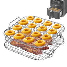 Rack for Cosori Air Fryer, 304 Stainless Steel 2-Layer Dehydrator Grill Rack Accessory for COSORI 5.5 L XXL, COSORI 6.4 L, Instant Vortex 5.7 L, Proscenic 5.5 L Airfryer Hot Air Fryers