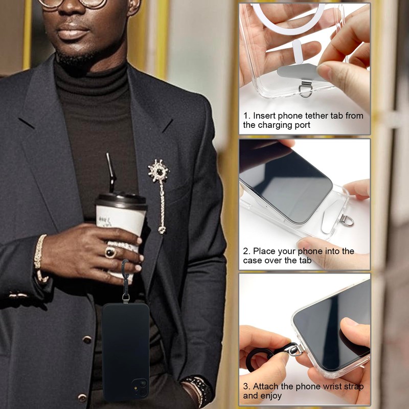 TENOC Metal Phone Tether, Universal Cellphone Lanyard Pad with 360