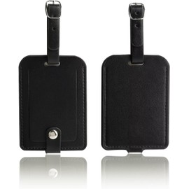 Etiquetas para bolsa de equipaje de piel, etiquetas de identificación de viaje con broche, Negro, 4.9 inches x 2.8 inches x 0.18 inches