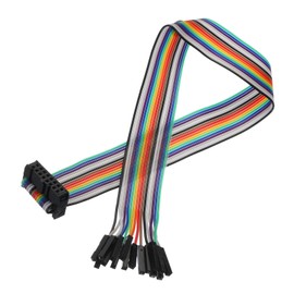 MECCANIXITY 1 Pcs IDC Rainbow Wire Flat Ribbon Cable FC-Female to 16P 11.8 Inch Length 2.54mm Pitch Breadboard Jumper Wires for Electronic Projects