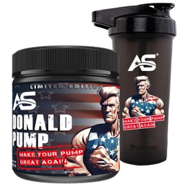 American Supps® Donald Pump Booster [510g] - Make Your Pump Great Again! L Citrulline Malate + Creatine + AAKG + Beta Alanine + Ginkgo Biloba (510 g + Shaker, Peach Ice Tea)