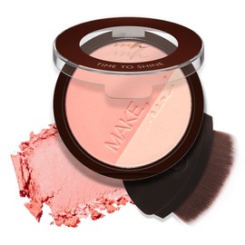 MAKEHEAL GLOW-C VOLUME CONTOUR Blendable blush palette, shimmering powder, built-in brush applicator [02 SALMON ROSE] 10g 0.35 Oz