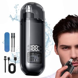 Painless Nose Hair Remover, Ipx7 Waterproof Electric Portable Nose Hair Shaver,Rechargeable with Dust Protection Cap, Easy Cleaning Comfort - Color: Black