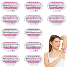 12 PCS Women Razor Blades Refill for Estrid, Comfort Glide Blade Refills, Pubic Hair Razor Blades Refill for Venus, 3 Layer Blade, Effortless Glide, Easy to Replace (Pink)