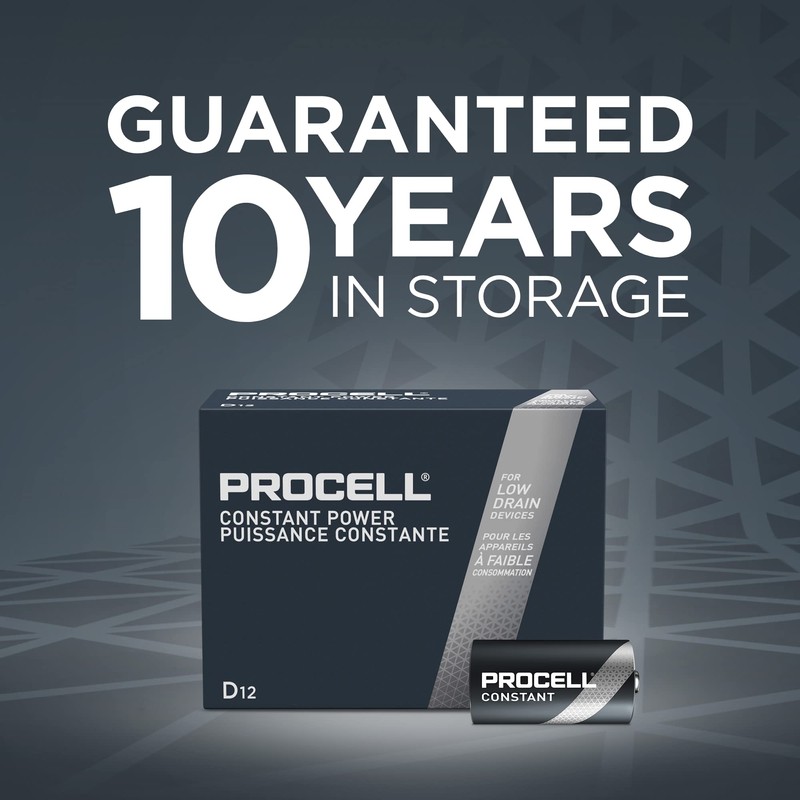 ProCell Constant D Cell Long-Lasting Alkaline Batteries (72 Pack), 10-Year