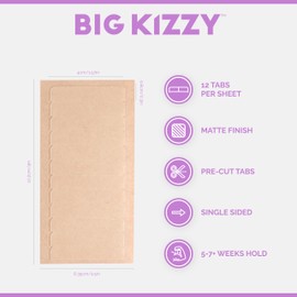 Big Kizzy Single Sided Original Brown Tape Tabs for Hair Extensions - Strong Hold and Residue Free One Sided Tape for Extensions - 5-7+ weeks of wear - 120 tabs