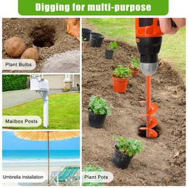 Insaga Threaded Auger Drill Bit Pro, 3.5''x32'' Garden Earth Auger with Self-Tapping Screw & Reinforced Weld, 3MM Heavy Duty Spiral Drill Bit for Drill,for Bulbs Flowers Plants Post Hole Digger