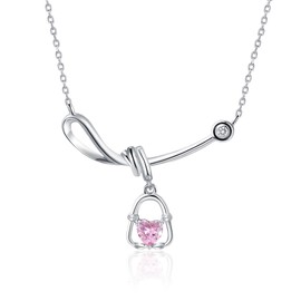 ASGEMSFJ 925 Sterling Silver Stethoscope Necklace with October Tourmaline Birthstone Pink Crystals from Austria, Graduation Gifts Medical Pendant Jewelry for Doctor Nurse Medical Student RN