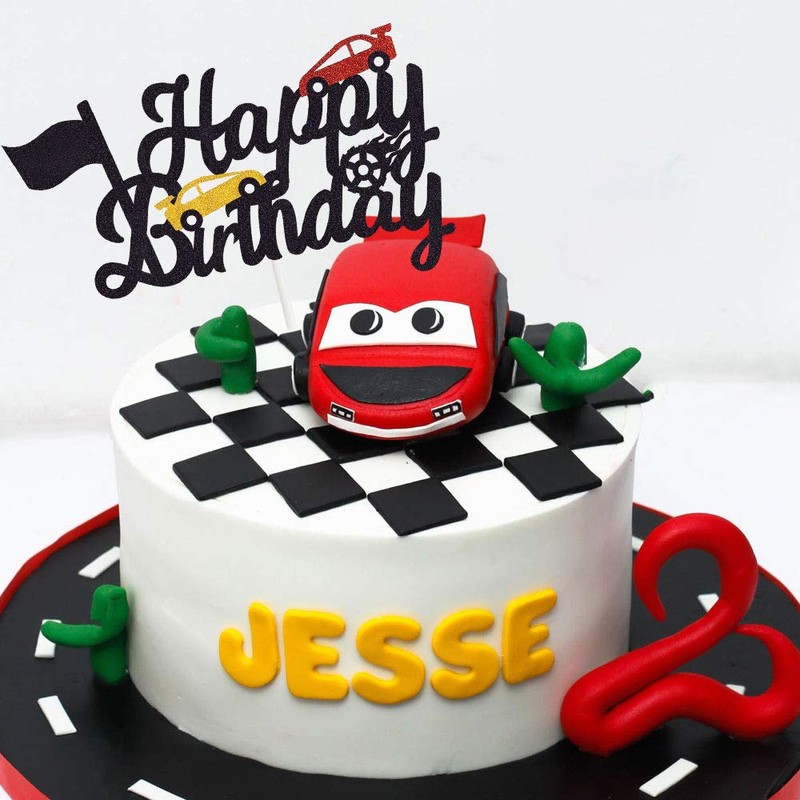 Decoración para tarta de cumpleaños para niños y niñas Auto