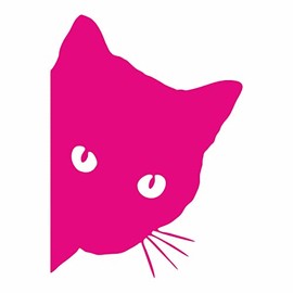 AMA SHOP Pre-spaced PVC Sticker Cat Fuchsia fluo (2 pcs. right/left) that glows in the dark | Car Stickers | Sticker for Helmet, Motorcycle, Camper | Auto tuning