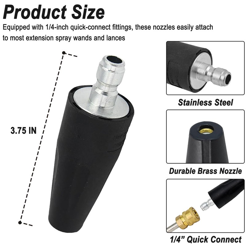 Sevensool 3100 PSI Brass Turbo Nozzle, Replacement for Greenworks 5201802,