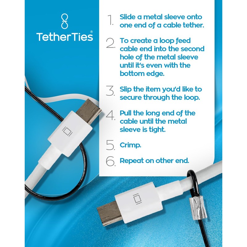TetherTies Cable Organization, DIY Tether Kit - Customizable Cable Tethers