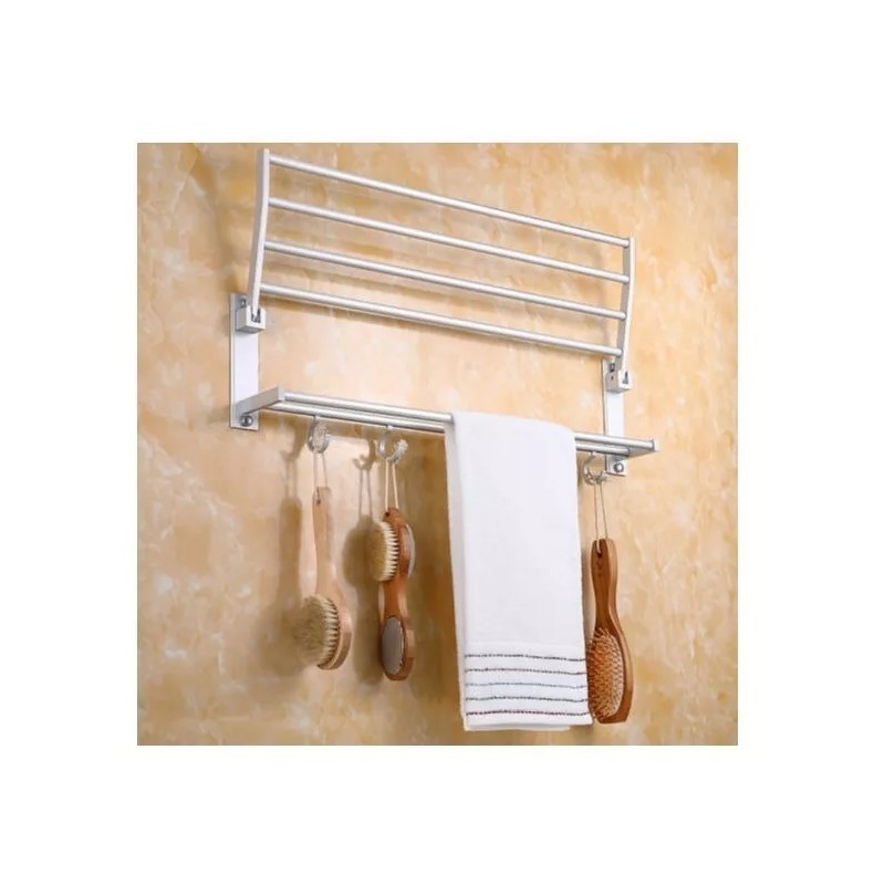 ArgenMex Set Baño 4 Repisas Esquineras Cristal + Toallero Doble