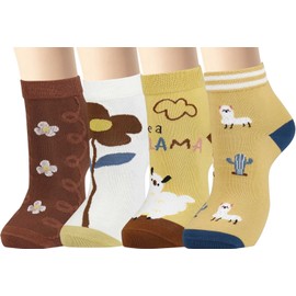 xiaomaizi Women's Funny Lovely Llama Novelty Adorable Casual Crew Socks Cozy Design Cotton Ankle Socks Size 6-9