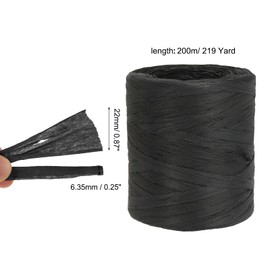 PATIKIL Raffia Ribbon 219 Yard, 1 Roll Natural Packing Paper Twine String for Crochet Box Wrapping Craft Holiday Decor, Black