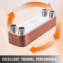 BestEquip Heat Exchanger 3"x7.5" 40 Plates Brazed Plate Heat Exchanger 316L 3/4" MPT Heat Exchanger B3-12A Beer Wort Chiller for Hydronic Heating