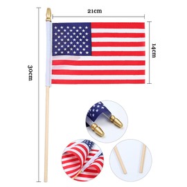 50 Pcs USA Stick Flags, 5x8 Inch Small Small American Flags on Stick, Fourth of July Decorations Outdoor, 4th of July Flags American Flag Small With Wooden /Plastic Stick, Mini Flags for Outside,