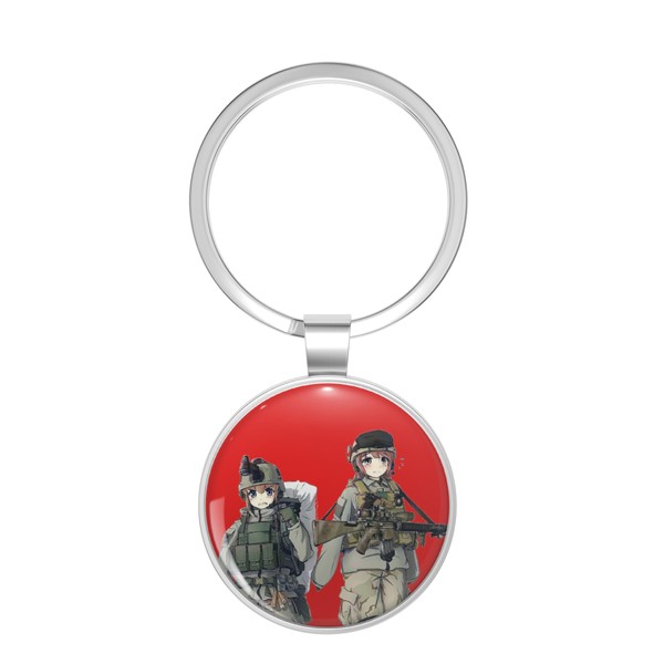 BKR Graphics Military Anime Girls Metal Double Sided Key Chain
