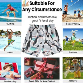 visesunny Penguin Boys Funny Toddler Swim Trunks Boy Bathing Suit Quick Dry Kids Beachwear Sports Running Board Shorts