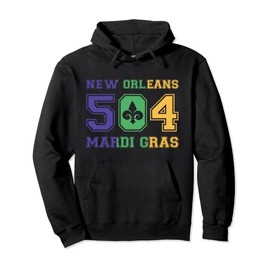 New Orleans Mardi Gras Outfit 504 Louisiana Carnival Costume Pullover Hoodie