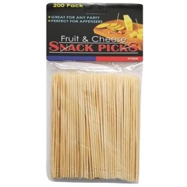 Handy Housewares 3.75" Natural Wood Party Snack Appetizer Skewer Picks - 200 pack - Great for Fruit and Cheese (200 Pack)