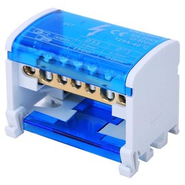 Walfront Terminal Distribution Box DIN Rail Terminal Block 2-level junction box 207 125A 500V Blue Screw or Quick Connect Nylon DIN Rail Mount