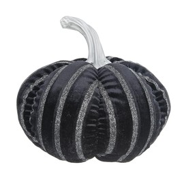 YLIEHS Stylish 7x7x7 Black Stripe Pumpkin Decor for Holiday Home Decoration, Fabric Material