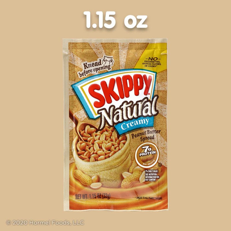 SKIPPY Natural Creamy Peanut Butter Spread Individual Squeeze Packs, 1.15