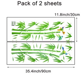 Pinenjoy Bamboo Forest Wall Art Decal Nature Green Plant with Flying Birds Wall Stickers 36x34inch Removable Vinyl Wall Mural for Living Room Bedroom Classroom Office Decoration