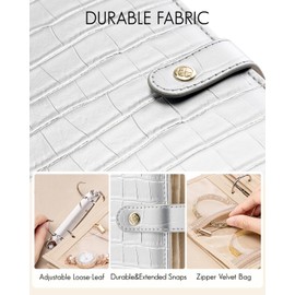 Vlando Travel Jewelry Case,Jewelry Organizers and Storage Jewelry Book Ring Binder with Clear Zipper Velvet Jewelry Pouches Bags for Rings,Necklace,Earrings-Silver