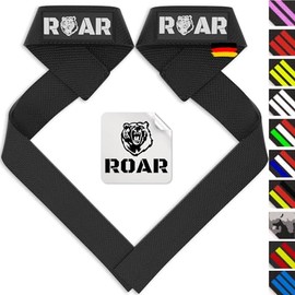Roar® Professional Lifting Straps Strength Training, Lifting Straps for Bodybuilding and Weightlifting, Lifting Straps Bodybuilding, Grip Aids Bodybuilding, Deadlift Lifting Strap, Gym Straps (Black)