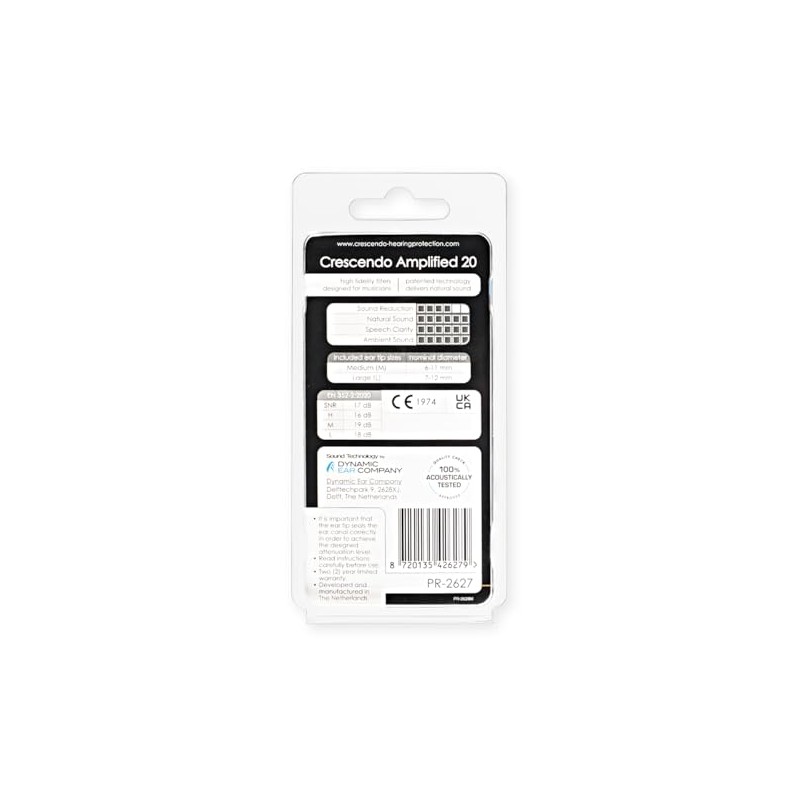 CRESCENDO PRO Ear Plugs for Guitar Vocal DJ Ear Protectors