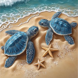 TOSTOG Turtles Diamond Art Kits for Adults, DIY 5D Beach Diamond Painting Kits for Adults, Cute Full Drill Starfish Diamond Painting for Home Wall Decor Gem Art 30x30cm/12 * 12 In.