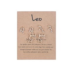 3 Pairs 12 Constellation Zodiac Sign Stud Earrings Star Astrology Horoscope Wish Card for Women Birthday Anniversary Friendship Jewelry-Leo