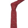 King & Priory Burgundy Red Herringbone Embroidered Pheasant Tie